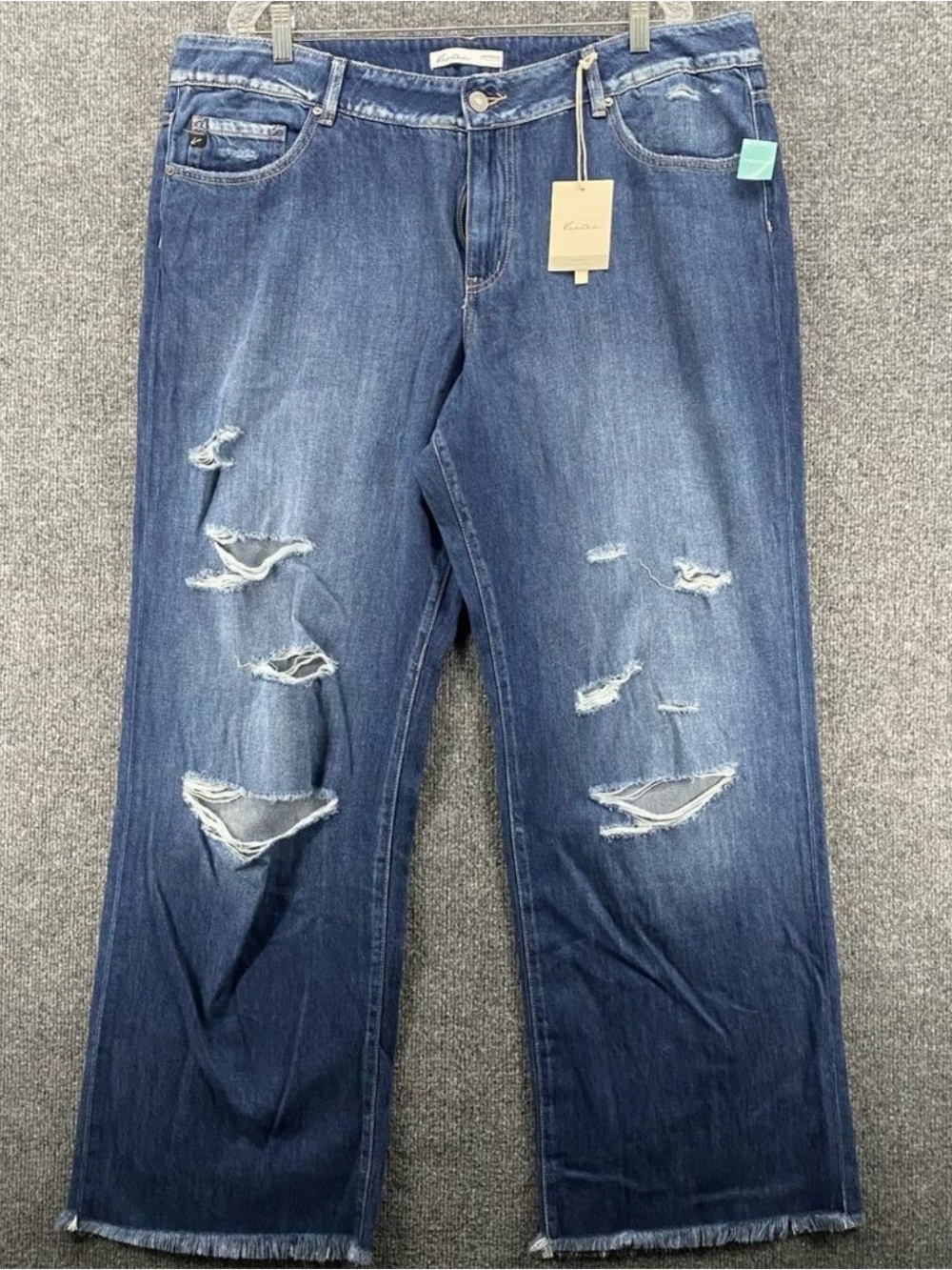 Kancan Jeans Size 18‎ Blue Wide Leg Distressed Raw Hem Baggy 90s 70s Y2K Hippie